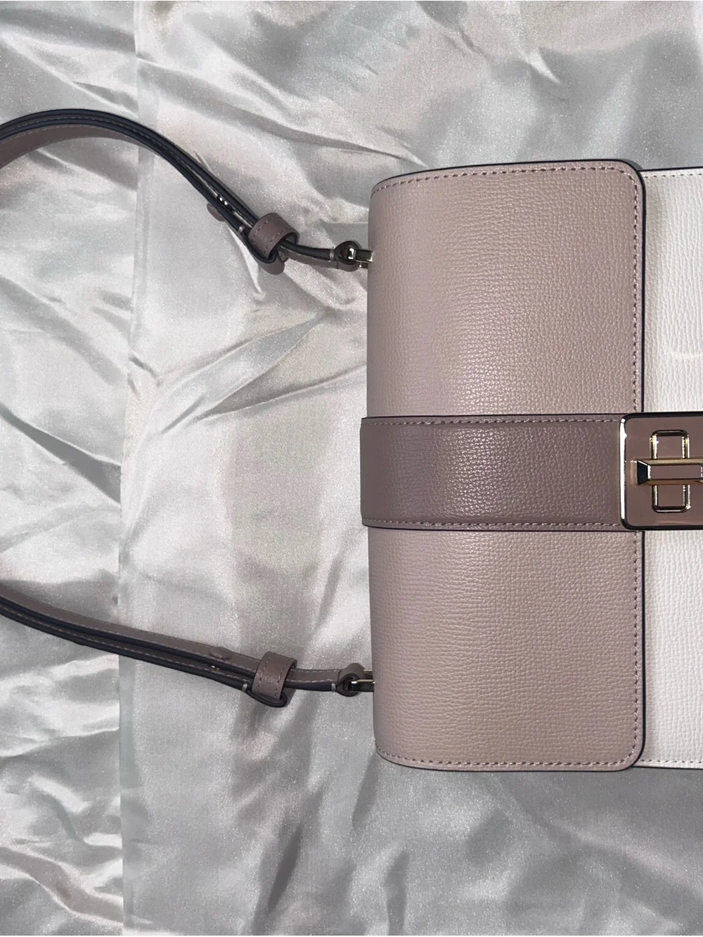 kate spade Two-Tone Taupe, Dark Taupe and White Shoulder Bag